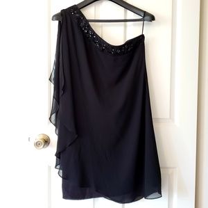 Max & Cleo off shoulder black dress
